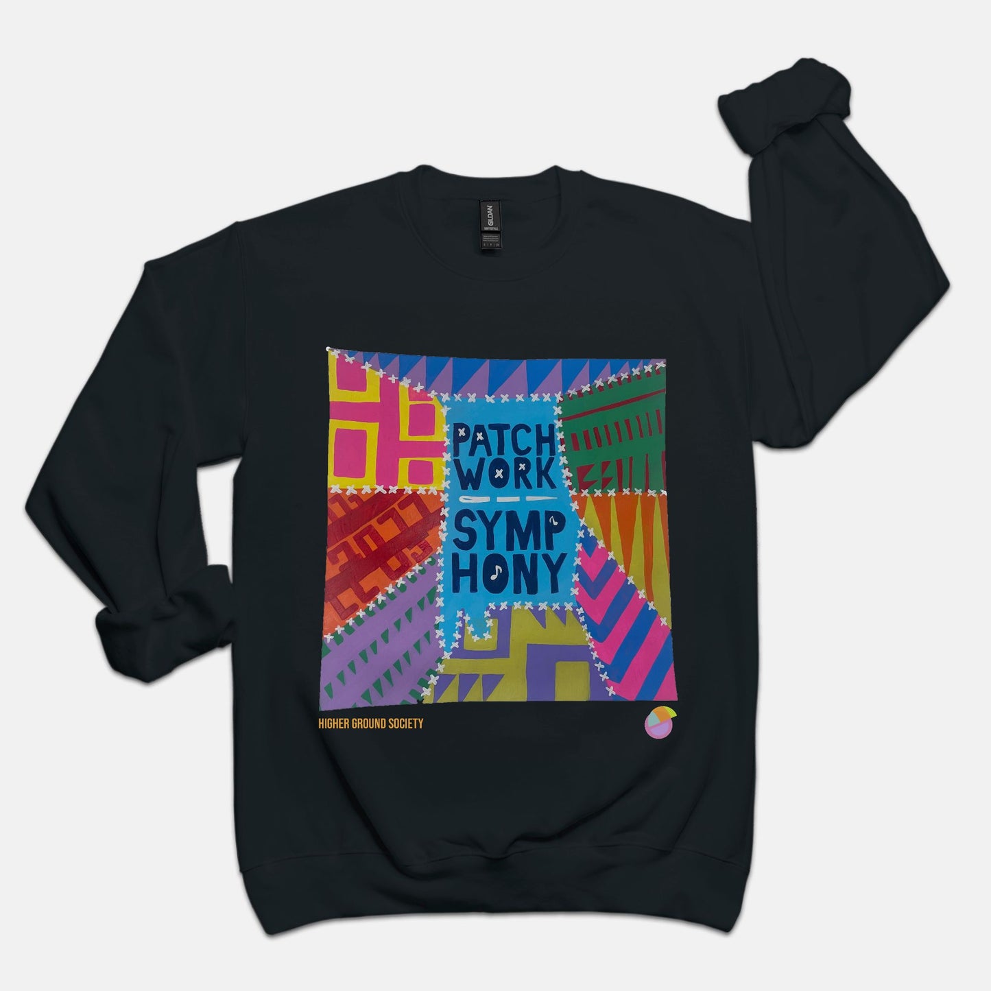 patchwork symphony Unisex Crew Neck Dark Sweatshirt